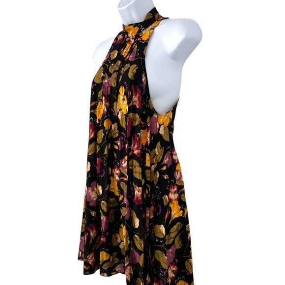 Intimately Free People Beaux Floral Halter Slip Mini Dress XS Black Multicolor - Picture 4 of 10